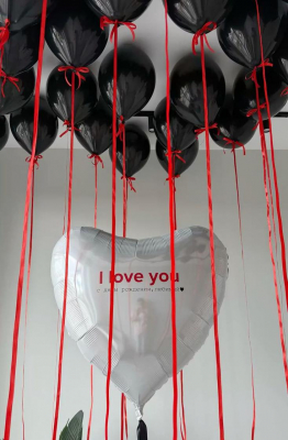 Шары под потолок  и сердце LOVE