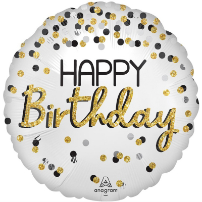 Шар круг горошек Happy Birthday